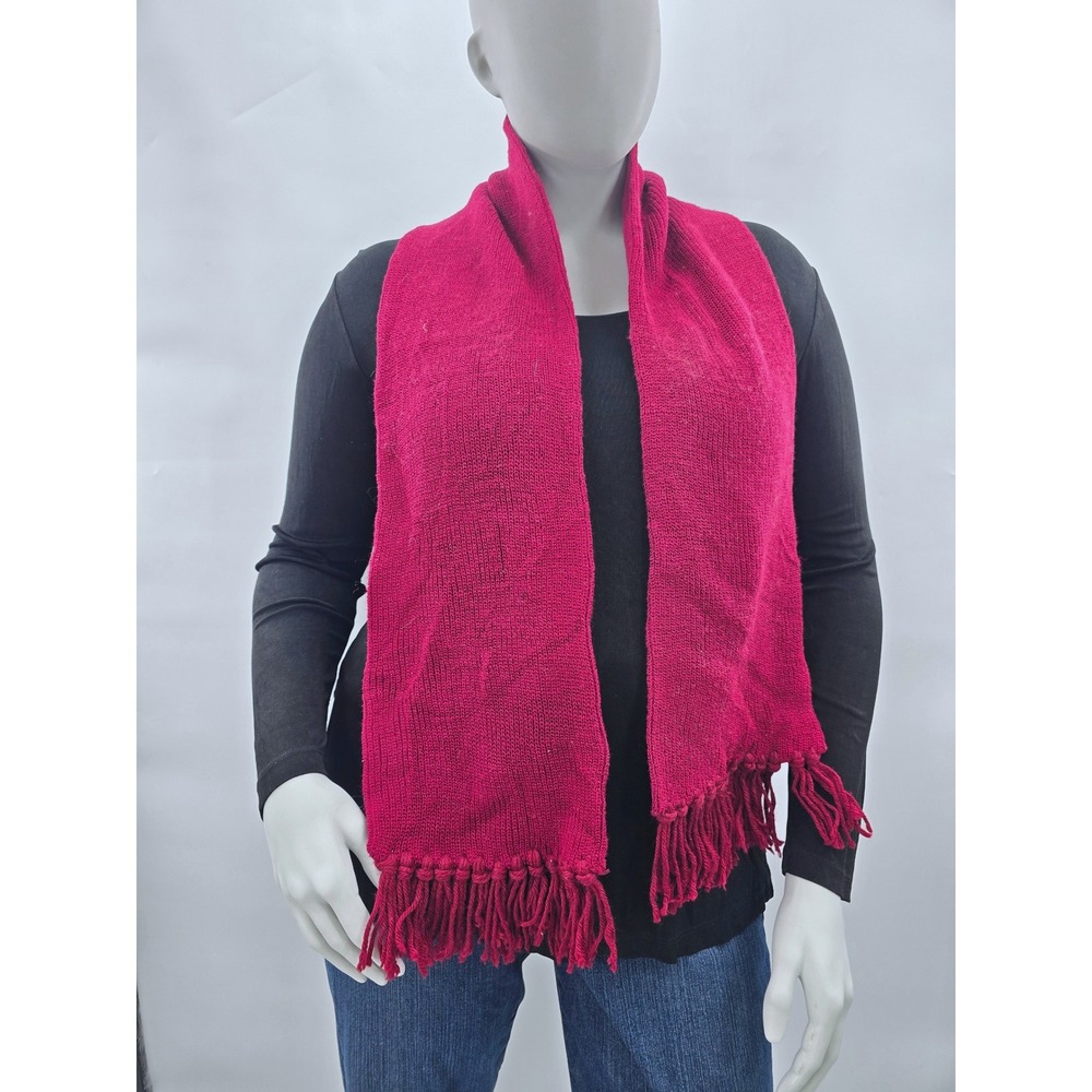Red Y2K Scarves Resort Whimsy Goth Cottage‎ Knit Wraps Cozy Chic Fringe Scarf OS